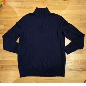 Express 100% Merino wool Quarter Zip Mock Neck Sweater Navy Blue XL men
